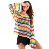 Rainbow Stripes Sweater Contrast Color Sweater