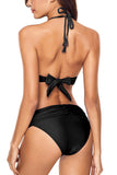 Black Braided Halter Bikini 2pcs Swimsuit