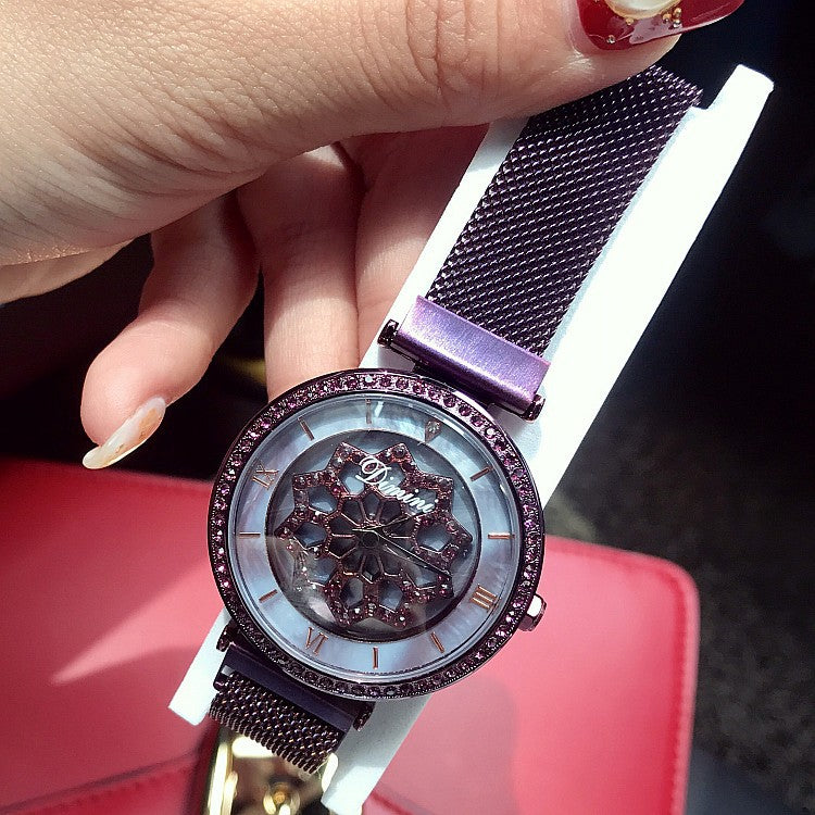 Rotatable Flower Magnetic Strap Women's Watch