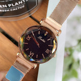 Women's Watch Rhombus-shaped Mirror purple dial Magnet Strap fashion watch
