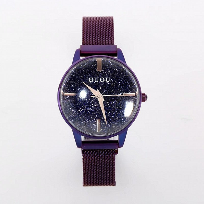 Women's Watch Spherical Mirror Starry Chassis purple stap elegant watch