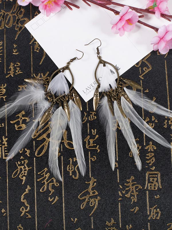 Clothes Pattern Feather Earrings