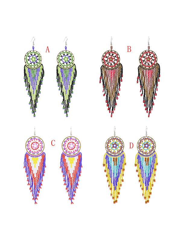 Dream Catcher Rice Beads Earrings