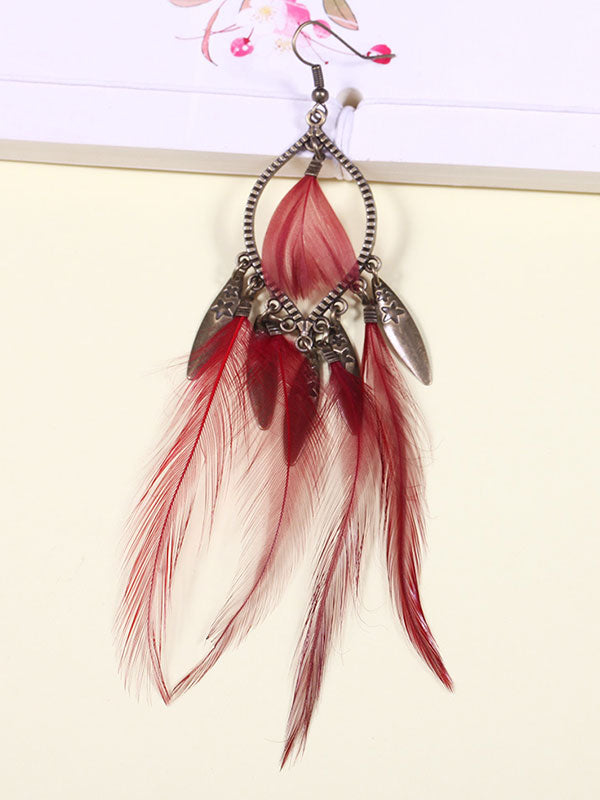 Clothes Pattern Feather Earrings