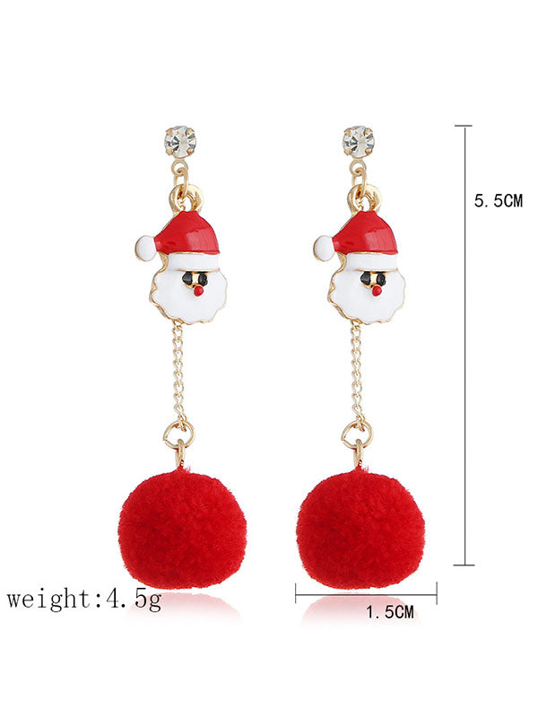 Fur Ball Tassel Santa Claus Earrings