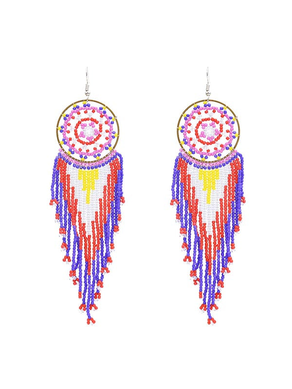 Dream Catcher Rice Beads Earrings