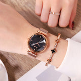 Women's Watch Red Diamond Large Dial Milan Strap Exquisite Waterproof Quartz Simple Watch