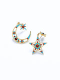 Blue&Red Star Moon Elements Earrings
