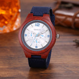 Six-pin Dial Nylon Strap Wooden Watch