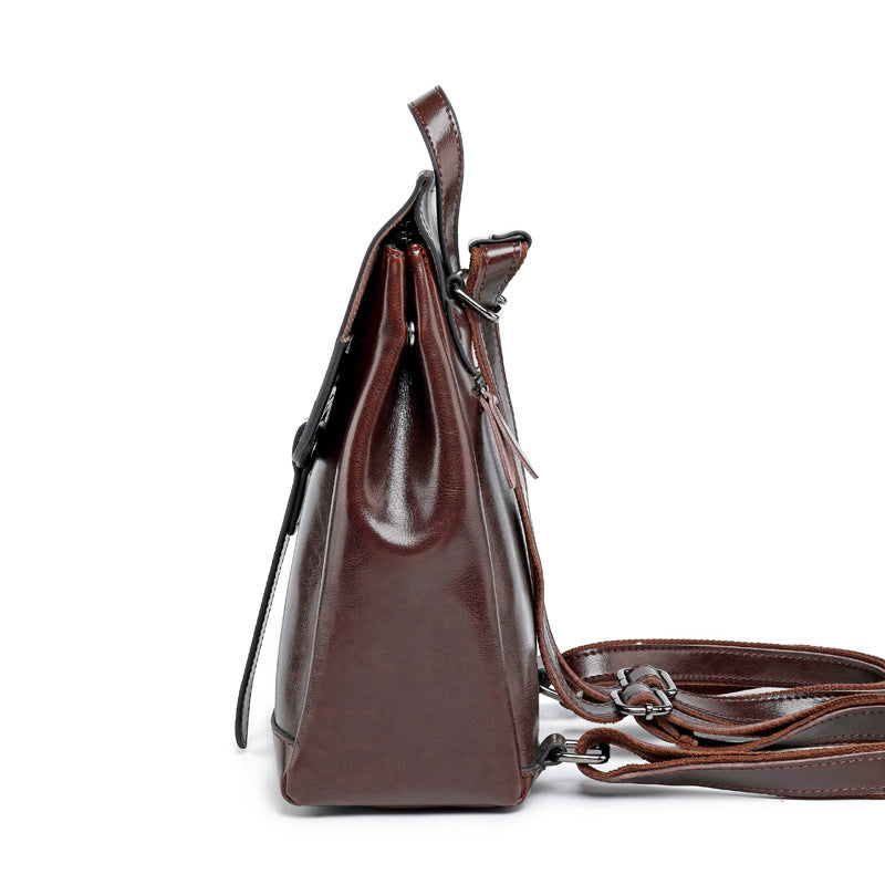 Oil Wax Leather Women's Backpack