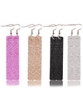 Sequined Rectangular PU Leather Earrings