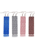 Sequined Rectangular PU Leather Earrings