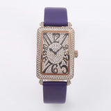 Women's Watch Rectangular full drill dial Numberals Scale Waterproof leather strap elegant watch