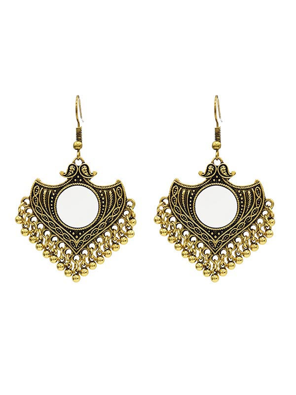Retro Triangle Style With Mirror Tassel Earrings