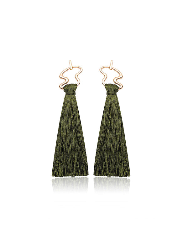 Ethnic Style Exaggerated Long Tassel Earrings