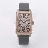 Women's Watch Rectangular full drill dial Numberals Scale Waterproof leather strap elegant watch