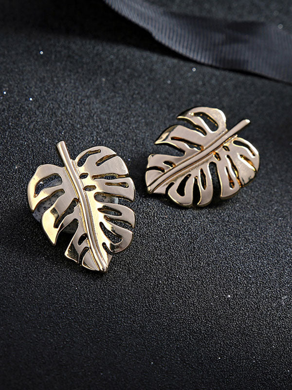 Gold Palm Leaf Earrings