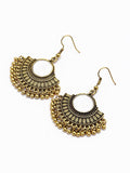 Retro Round Style With Mirror Tassel Earrings