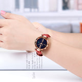 Starry Dial Leather Strap Women's Watch