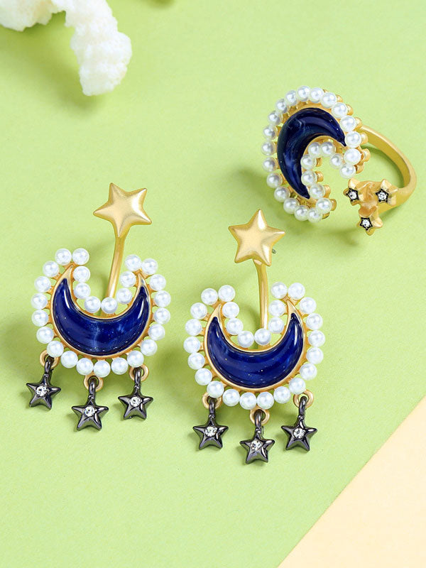 Blue Moon Star Pearl Earrings
