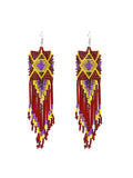 Multicolor Rice Beads Long Tassel Earrings