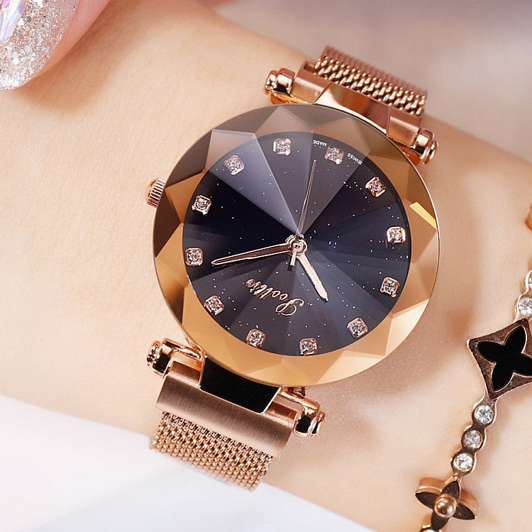 Round Dial With Diamond Scale Women's Watch