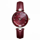 Women's Watch red diamond leather strap simple waterproof elegant watch