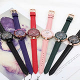 Women's Watch red diamond leather strap simple waterproof elegant watch