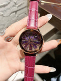 Big Turntable Leather Women's Watch
