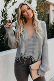 Gray Tainted Love Cotton Distressed Sweater