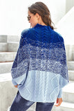 Sky Blue Ombre Thick Knit Poncho Style Sweater