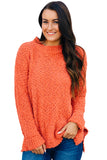 Orange Cozy Fall Popcorn Pullover Sweater