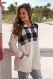 Fuzzy Pullover with Plaid Detail Top