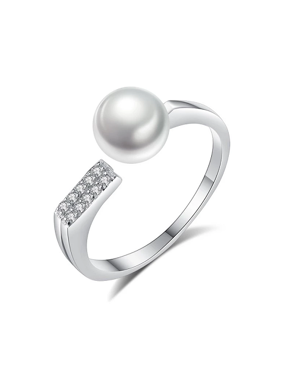 Natural 7mm Pearl Simple Open Ring