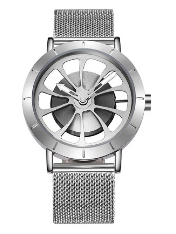 Men's Watch Simple Hallow gear dial milan strap waterproof quart watch