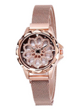 Women's Watch Diamond Blooming Flower Pattern Milan Strap elegant Watch