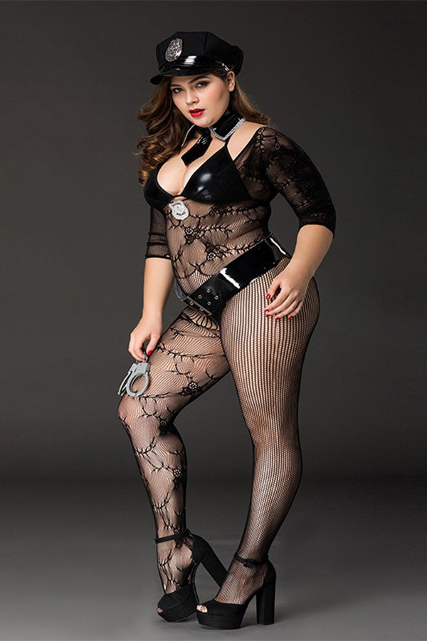 Plus Size Policewomen Cosplay Perspective Lingerie
