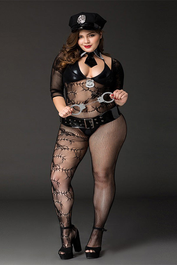 Plus Size Policewomen Cosplay Perspective Lingerie