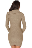 Asymmetric Buttoned Collar Bodycon Sweater Dress