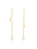 Star&Moon Pattern Pearl Earrings