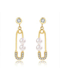 Diamond Clip Pearl Earrings