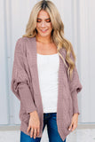 Pink Dolman Sleeve Open Front Knit Cardigan