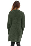 Dark Green Chenille Buttoned Sweater Cardiga