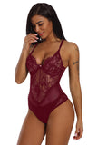 Sheer Mesh Lace Cupped Teddy Lingerie