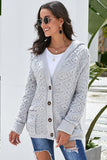 Gray Knit Hooded Cardigan