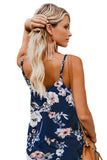 Blue Floral Print Button Down Tank Top