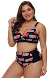 Statue of Liberty American Flag High Waisted Swimsuit