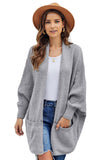Gray Patch Pockets Batwing Sleeve Cardigan