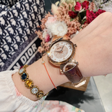 Women's Watch Rhinestone Shell Dial leather strap fashion quartz watch