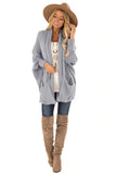 Gray Patch Pockets Batwing Sleeve Cardigan